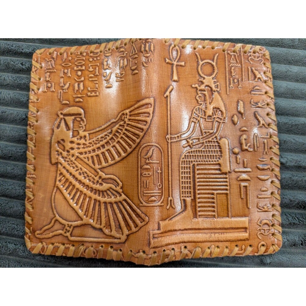 Sanaa Bleaze Egyptian Hand Tooled Genuine Leather Wallet Vintage